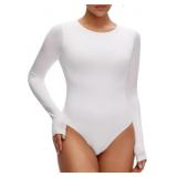 XL Long Sleeve Bodysuit for Women - Slim Fit Crew