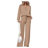 Medium Women's 2 Piece Outfits Casual Lapel Half Z