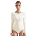 Small Women Crew Neck Long Sleeve Bodysuit Sexy Th