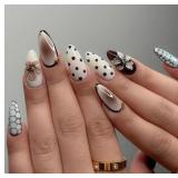 Polka Dot Press On Nails Almond Medium Fake Nails