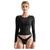 Xl Women Double Lined Fitted Basic T Shirts Crew N