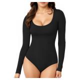 Large Womens Long Sleeve Body Suits Scoop Neck Tho
