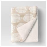 Pumpkin Printed Plush Throw with Faux Shearling Re
