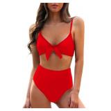 Large Womens High Waisted Bikini Set Tie Knot High