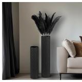 Black Cylinder Tall Floor Vase: Large Metal Extra