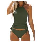 LARGE Women's Bathing Suit Solid Color Drawstring