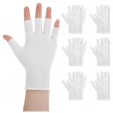 7 Pairs Cotton Gloves White Fingerless Gloves for