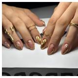 Almond Press on Nails Medium Fake Nails 3D G