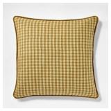 Gingham and Velvet Reverse Throw Pillow Olive - Th