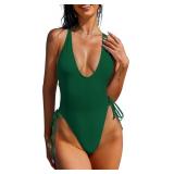 Medium Women Plunging One Piece Swimsuit Backless