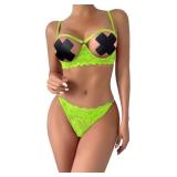 Medium Sexy Underwire Floral Lace Sheer Lingerie S