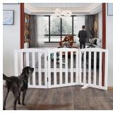 Foldable Freestanding Indoor Dog Gate for House Wo
