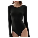 Medium Women's Crew Neck Long Sleeve Bodysuit Seco