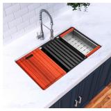 $319 32 X 18 Undermount Kitchen Sink, 50/50 Double