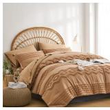 Khaki Tufted Comforter Set Queen Size 7 Piece Bed