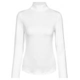 Medium Womens Slim Fitted Mock Turtleneck Tops Lon