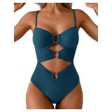 Large Womens Cutout One Piece Swimsuit with Ring L