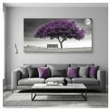 Country Purple Tree Wall Art 40x20 for Living Room