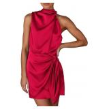 Medium Women's Short Formal Satin Dress Summer Sle