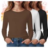 Large 3 Pack Girl s Long Sleeve Thermal Shirts Cre