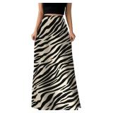 Medium Women's Elegant Zebra Print Maxi Skirt Grap