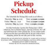Pickup Schedule Info- Please Read