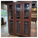 Large Dark Wood Multi-Shelf Display Cabinet /
