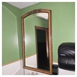 Large Ornate Arched Wooden Framed Wall Mirror