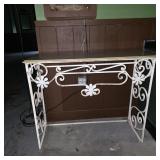 Decorative White Wrought Iron Scrollwork Console