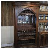 Ornate Wood and Wrought Iron Wine Rack Bar