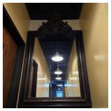 Large Ornate Baroque Style Dark Wood Wall Mirror