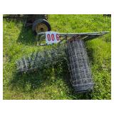 Lot of Fencing Supplies: Metal Gate and Rolls of Wire Fencing