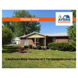 3 Bedroom Brick Rancher w/2 Car Garage & Level Lot & Car, Boat, & Motorcycle