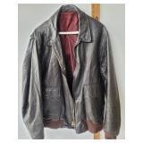 Brown Leather Bomber Jacket