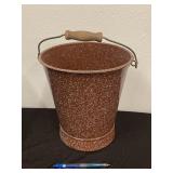 Vintage Brown Enamelware Bucket