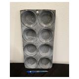Antique Gray Enamelware Muffin Pan