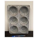 Antique Gray Enamelware Muffin Pan