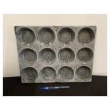 Antique Gray Enamelware Muffin Pan