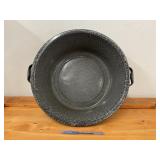 Antique Gray Double Handle Enamelware Wash Bowl