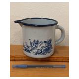 Vintage Enamelware Milk Pitcher Boy Cow