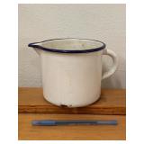 Vintage Blue & White Enamelware Pitcher