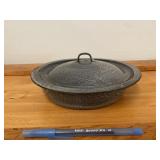 Antique Gray Enamelware Bowl W/Lid