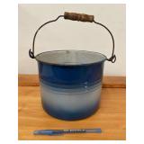 Vintage Blue Enamelware Bucket-Pail Org Handle