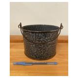 Vintage Enamelware Gray Grease Bucket