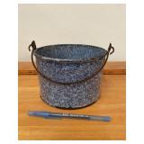 Vintage Enameled Spongeware Grease Pail