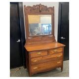 Antique Oak Chest of Drawers On Castors