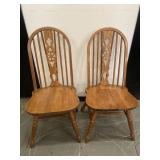 2 Vintage Oak Highback Chairs