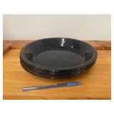 8 Black Enamelware Pie Plates Like New