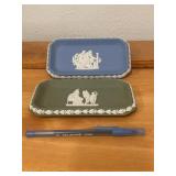 2 Vintage Green & Blue Wedgwood Jasperware Dishes
