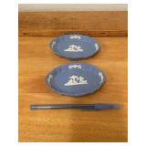 2 Vintage Blue Wedgwood Jasperware Dishes